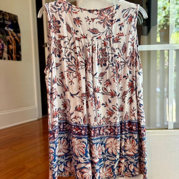 Solitaire Floral Boho Tie Front Multicolor Tank Top Women S - Picture 2 of 6